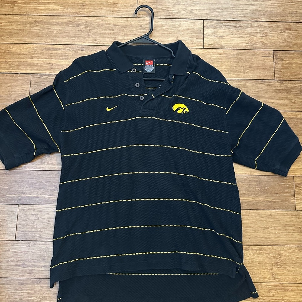 Vintage Nike Iowa Hawkeyes Black & Gold Polo